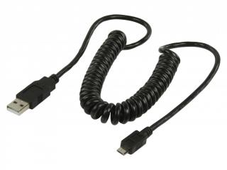 Nedis kroucený propojovací kabel USB 2.0 zástrčka USB A - zástrčka USB micro B, 2 m, černá (CCGP60540BK20)