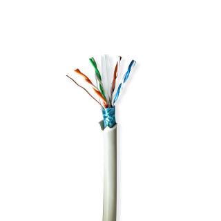Nedis měděný stíněný síťový kabel F/UTP Cat6 drát LSZH šedý, 50 m (CCBG8526GY50S)