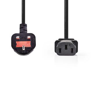 Nedis napájecí kabel zástrčka typ G (UK) - IEC320-C13 černá, 5 m (CEGP11100BK50)