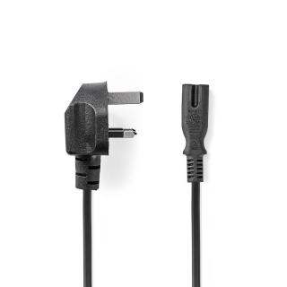 Nedis napájecí kabel zástrčka typ G (UK) - IEC320-C7 černá, 5 m (PCGP11140BK50)