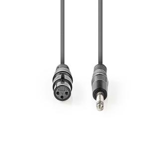 Nedis nesymetrický XLR mono kabel XLR 3pin zásuvka - 6.35mm zástrčka, 1.5 m (COTH15120GY15)