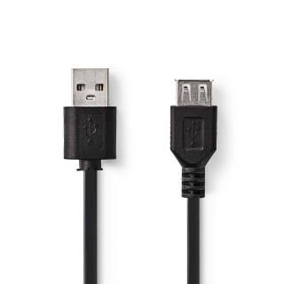 Nedis prodlužovací kabel USB 2.0 zástrčka USB A - zásuvka USB A, 0.2 m, černá (CCGP60010BK02)