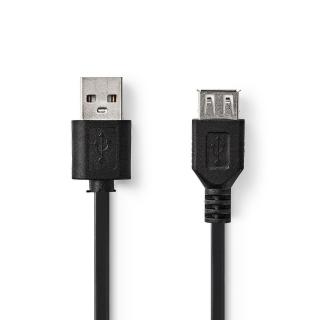 Nedis prodlužovací kabel USB 2.0 zástrčka USB A - zásuvka USB A, 1 m, černá (CCGP60010BK10)