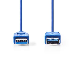 Nedis prodlužovací kabel USB 3.0 zástrčka USB A - zásuvka USB A, 1 m, modrá (CCGP61010BU10)
