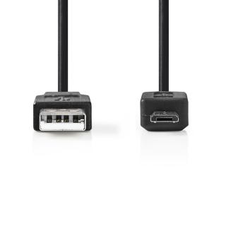 Nedis propojovací kabel USB 2.0 zástrčka USB A - zástrčka USB micro B, 0.5 m, černá (CCGP60500BK05)