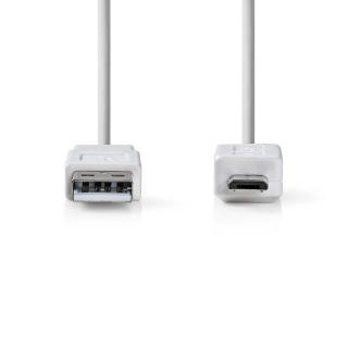 Nedis propojovací kabel USB 2.0 zástrčka USB A - zástrčka USB micro B, 1 m, bílá (CCGP60410WT10)