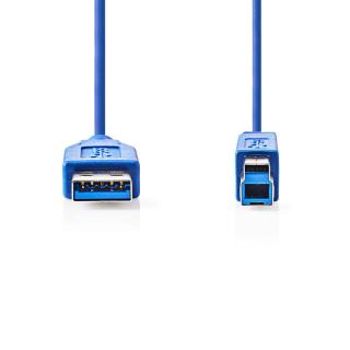 Nedis propojovací kabel USB 3.0 zástrčka USB A - zástrčka USB B, 3 m, modrá (CCGP61100BU30)