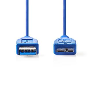 Nedis propojovací kabel zástrčka USB 3.0 A - zástrčka USB 3.0 micro B, 2 m, modrá (CCGP61500BU20)