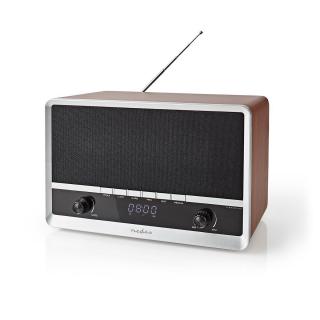 Nedis RDFM5200BN retro FM rádio, Bluetooth, 12W, hodiny s funkcí budíku