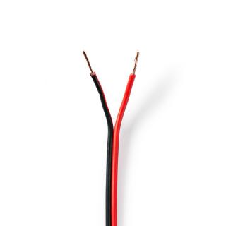 Nedis reproduktorový kabel 2 x 0.75 mm CCA, černý/červený vodič, 15 m (CAGW0750BK150)
