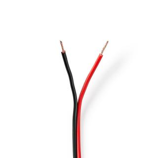 Nedis reproduktorový kabel 2 x 0.75 mm měděný, černý/červený vodič, 25 m cívka (CABR0750BK250)