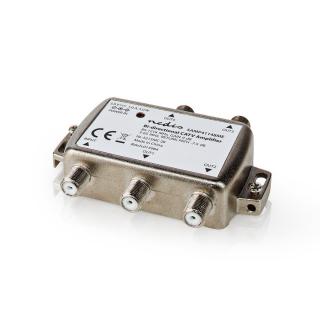 Nedis SAMP41148ME anténní zesilovač 85-1218 MHz 9 dB, zpětný kanál, 4 výstupy F konektory, nap.zdroj
