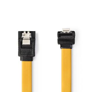 Nedis SATA datový kabel, 6 Gb/s, SATA 7-pin zásuvka - SATA 7-pin zásuvka úhlová 90°, 0.5 m, žlutá (CCGP73255YE05)
