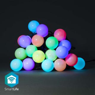 Nedis SmartLife chytrý dekorativní řetěz, 20 LED, 10 m, venkovní IP65, barevný RGB (WIFILP03C20)