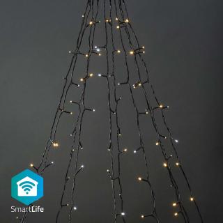 Nedis SmartLife chytrý vánoční řetěz stromek 10x2 m, 200 LED, venkovní IP65, teplá/studená bílá (WIFILXT02W200)