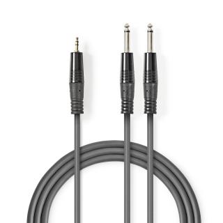 Nedis stereo audio kabel 2x 6.35mm zástrčka - 3.5mm zástrčka, 1.5 m (COTH23200GY15)