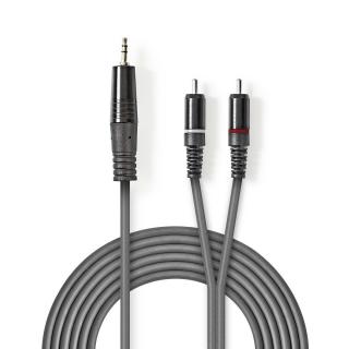 Nedis symetrický stereo audio kabel 3.5mm zástrčka - 2x CINCH zástrčka, 1.5 m (COTH22200GY15)