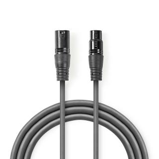 Nedis symetrický XLR kabel XLR 3pin zástrčka - XLR 3pin zásuvka, 1.5 m (COTH15010GY15)