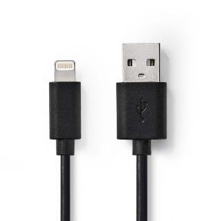 Nedis synchronizační a nabíjecí kabel zástrčka Apple Lightning 8-pin - zástrčka USB-A, 12W nabíjení, 1 m, černá (CCGP39300BK10)
