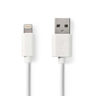 Nedis synchronizační a nabíjecí kabel zástrčka Apple Lightning 8-pin - zástrčka USB-A, 12W nabíjení, 2 m, bílá (CCGP39300WT20)