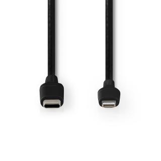Nedis synchronizační a nabíjecí kabel zástrčka Apple Lightning 8-pin - zástrčka USB-C, 1 m, černá (CCGW39650BK10)