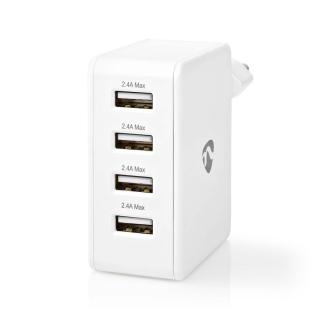 Nedis WCHAU481AWT výkonný USB napájecí adaptér 2 x 2.4 A + 2 x 1 A, bílá