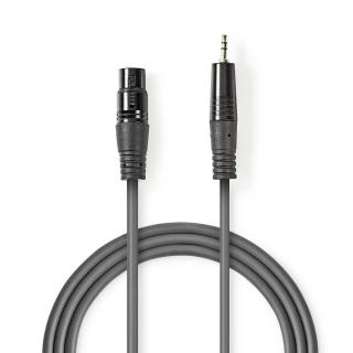 Nedis XLR stereo kabel XLR 3pin zástrčka - 3.5mm Jack zástrčka, 1.5 m (COTH15300GY15)