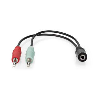 Stereo Audio Kabel | 3,5 mm Zásuvka | 2× 3,5mm Zástrčka | Pozlacené | 0.12 m | Kulatý | Černá | Box