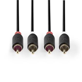 Stereofonní Audio Kabel | 2x RCA Zástrčka - 2x RCA Zástrčka | 1 m | Antracit