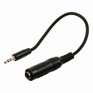 Stereofonní Audio Kabel | 3,5mm Zástrčka - 6,35mm Zásuvka | 0,2 m | Černá barva
