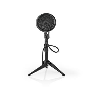 Stolní Stojan na Mikrofon se Třemi Nohami | Nastavitelná Výška | Výklopný Filtr | 2 Držáky Součástí Balení | Černý
