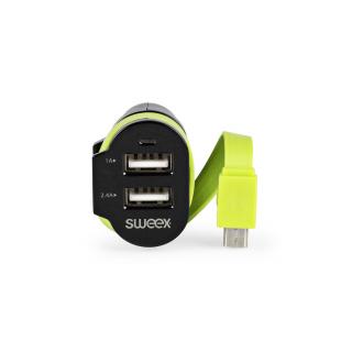 Sweex CH-023BL automobilový CL nabíjecí adaptér 6 A, 2x USB + microUSB, černý