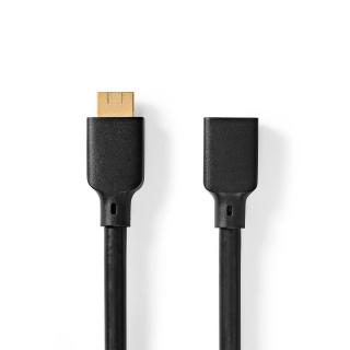 Ultra High Speed HDMI™ Kabel | Konektor HDMI ™ | HDMI ™ Zásuvka | 8K@60Hz | 48 Gbps | 2.00 m | Kulatý | 7.9 mm | Černá | Obálka