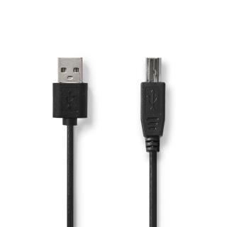 USB kabel | USB 2.0 | USB-A Zástrčka | USB-B Zástrčka | 4.5 W | 480 Mbps | Poniklované | 3.00 m | Kulatý | PVC | Černá | Label