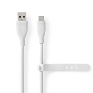 USB kabel | USB 2.0 | USB-A Zástrčka | USB-C™ Zástrčka | 15 W | 480 Mbps | Poniklované | 1.50 m | Kulatý | Silikonový | Bílá | Box