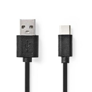 USB kabel | USB 2.0 | USB-A Zástrčka | USB-C™ Zástrčka | 480 Mbps | Poniklované | 0.10 m | Kulatý | PVC | Černá | Blistr