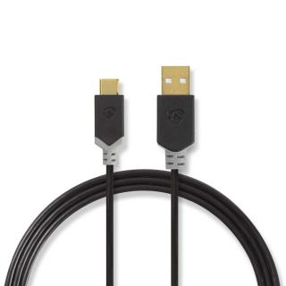 USB kabel | USB 2.0 | USB-A Zástrčka | USB-C™ Zástrčka | 480 Mbps | Pozlacené | 3.00 m | Kulatý | PVC | Antracit | Box