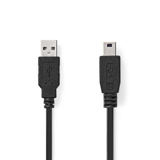 USB kabel | USB 2.0 | USB-A Zástrčka | USB Mini-B 5 pinů Zástrčka | 480 Mbps | Poniklované | 1.00 m | Kulatý | PVC | Černá | Box