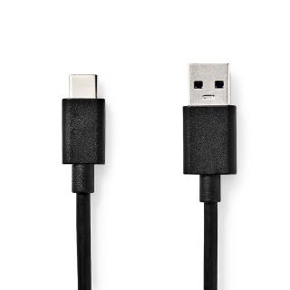 USB kabel | USB 3.2 Gen 1 | USB-A Zástrčka | USB-C™ Zástrčka | 15 W | 5 Gbps | Poniklované | 1.00 m | Kulatý | PVC | Černá | Label