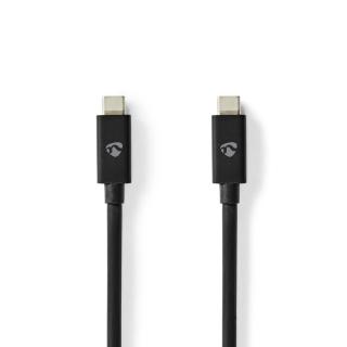 USB kabel | USB 4.0 Gen 2x2 | USB-C™ Zástrčka | USB-C™ Zástrčka | 240 W | 8K@60Hz | 20 Gbps | Poniklované | 2.00 m | Kulatý | PVC | Černá | Obálka