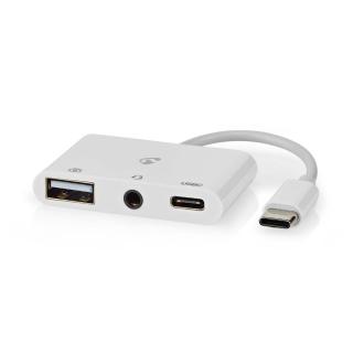 USB Multiport Adaptér | USB 2.0 | USB-C™ Zásuvka | USB-A Zásuvka / USB-C™ Zásuvka / 3,5 mm Zásuvka | 480 Mbps | Kulatý | Poniklované | PVC | Bílá |…