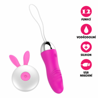 Bezdrátové vibrační vajíčko USB Wireless Rabbit Dildo růžové