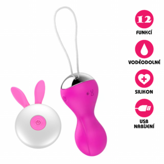 Bezdrátové vibrační vajíčko USB Wireless Rabbit růžové