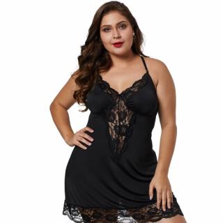 Dámská košilka Black Venecia Chemise with Lace Trim Velikost: 2XL (50-52)