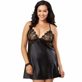 Dámská košilka Plus Size Lace Cup Cross Back Chemise Velikost: 3XL (54-56)