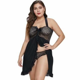 Dámská košilka s kalhotkami Floral Lace Bust Flyaway Babydoll Velikost: 2XL (50-52)