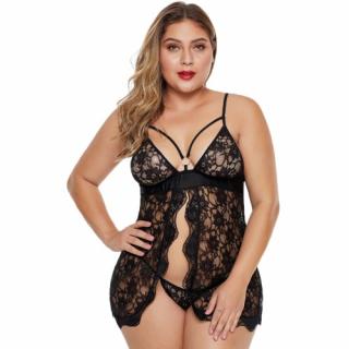 Dámská košilka s kalhotkami Floral Plus Size Babydoll Velikost: 2XL (50-52)