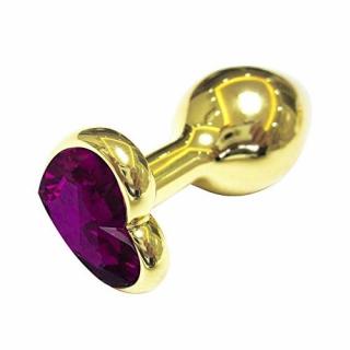 Ocelový anální kolík Golden Purple Heart