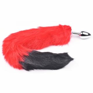 Ocelový anální kolík Red-Black Fox Tail