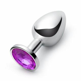 Ocelový anální kolík Small Diamond (fialový kamínek)